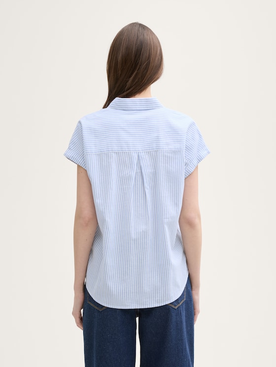 Loose Fit Bluse mit Streifenmuster von Denim Female, white blue vertical stripe