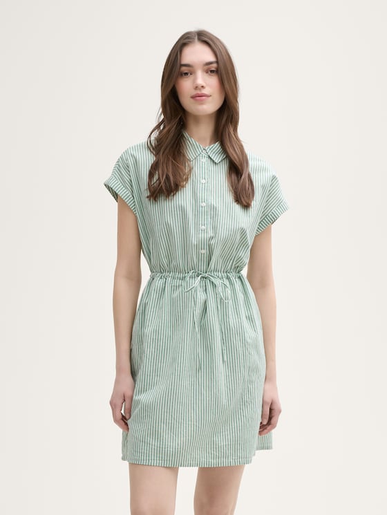 Mini blousejurk met streeppatroon door Denim Female, white green vertical stripe