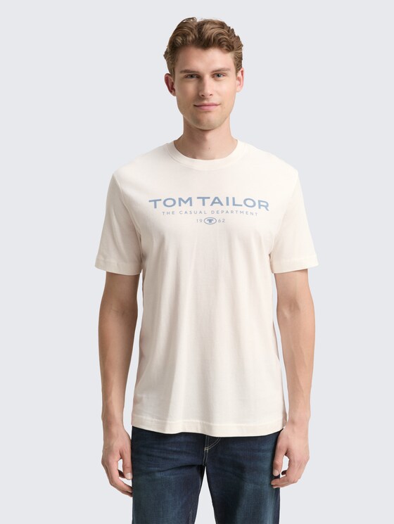 T-Shirt aus Baumwolle mit Logo-Print von Men, Gardenia White