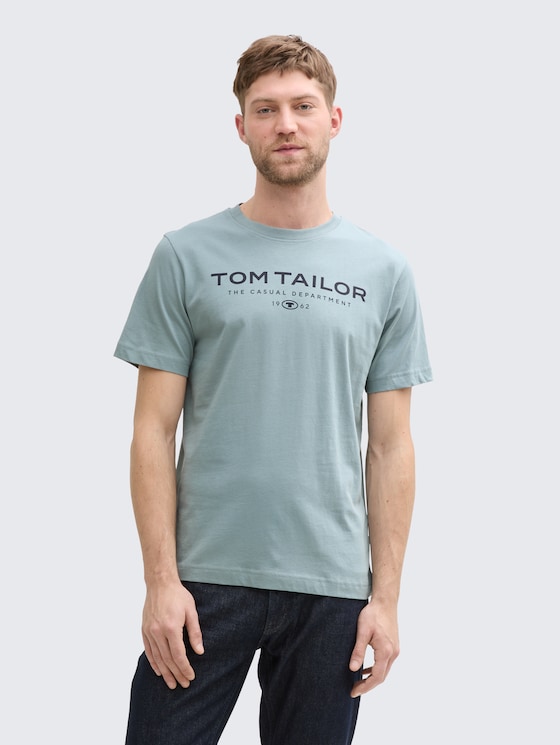 Cotton T-shirt with logo print by Men, grey mint