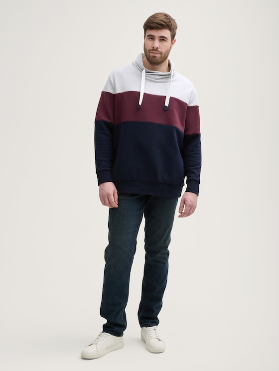 Plus Size - Sweatshirt mit Colour Blocking von Men Plus Size, Light Stone Grey Melange