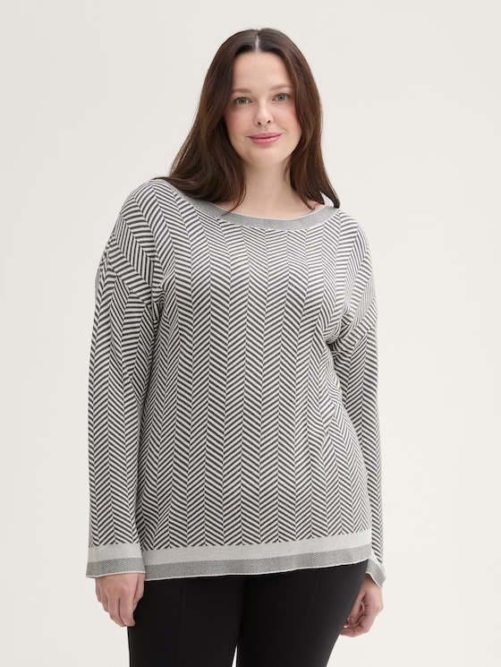 Plus Size - Pullover mit Fischgrätenmuster von Women Plus Size, anthrazit knit heringbone