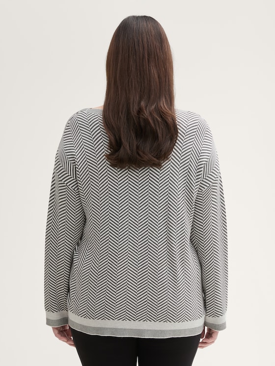 Plus Size - Pullover mit Fischgrätenmuster von Women Plus Size, anthrazit knit heringbone