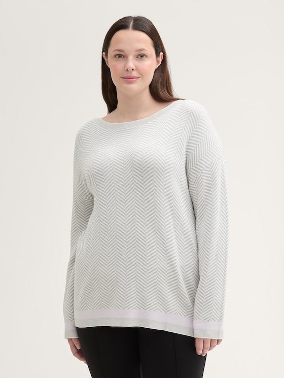 Plus Size - Pullover mit Fischgrätenmuster von Women Plus Size, grey knit heringbone