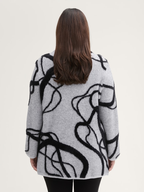 Plus Size - Loose Fit Strickpullover mit Muster von Women Plus Size, grey geometric knit pattern