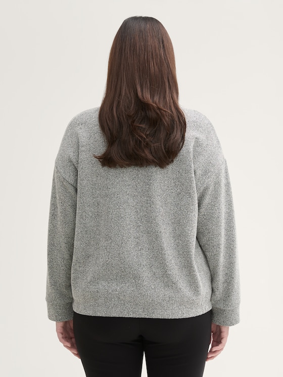 Plus Size - Sweatjacke mit Stehkragen von Women Plus Size, grey heringbone boucle