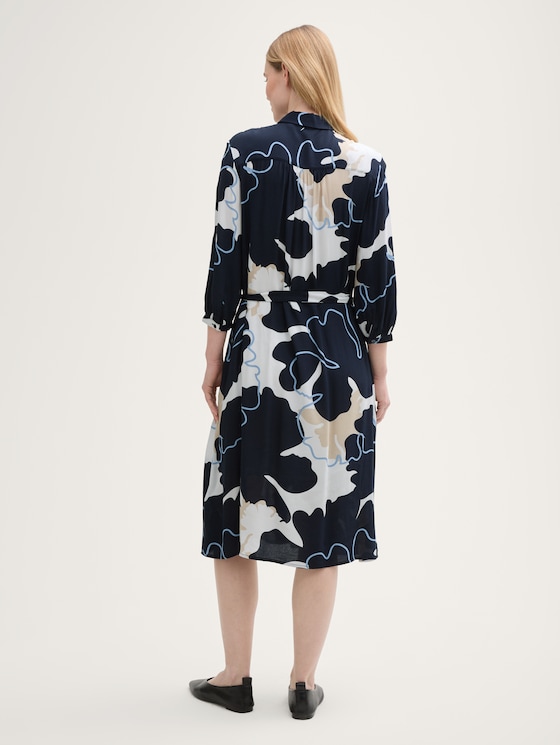 Midi blousejurk met riem door Women, big floral shapes design