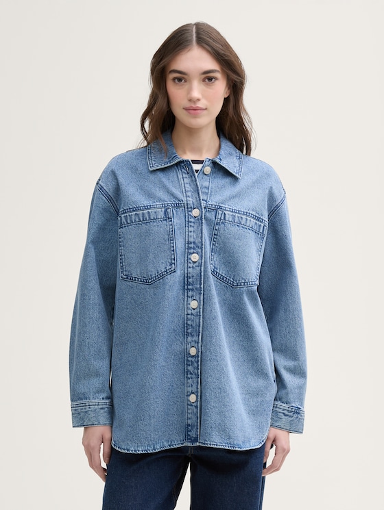 Denim jack met steekzakken door Denim Female, Used Mid Stone Blue Denim