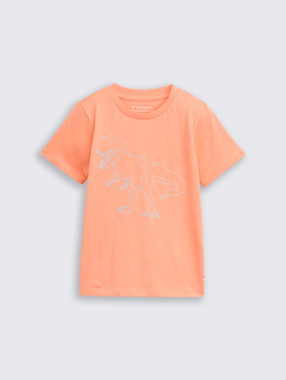 Glow-in-the-dark T-shirt door Mini Boys, bright coral