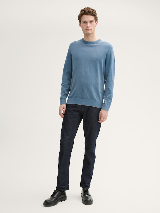 Knitted cotton sweater by Men, mystical blue