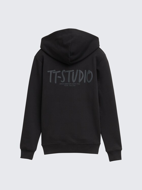 Hoodie sweatshirt with back print in black by Tom Tailor