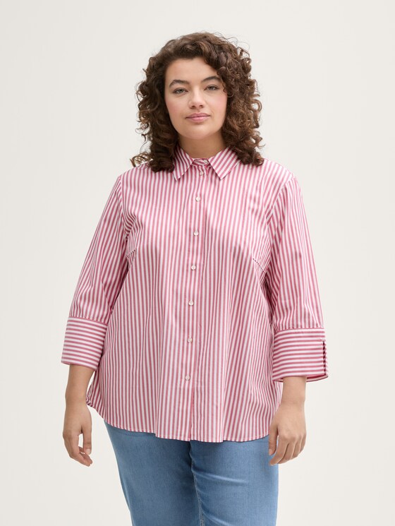 Plus Size - Loose Fit Bluse mit Streifenmuster von Women Plus Size, mid berry white stripe