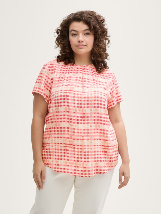 Plus Size - Bluse aus Viskose von Women Plus Size, berry red check design