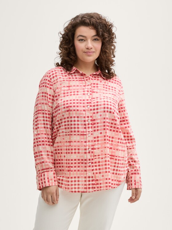 Plus Size - Bluse mit Muster von Women Plus Size, berry red check design