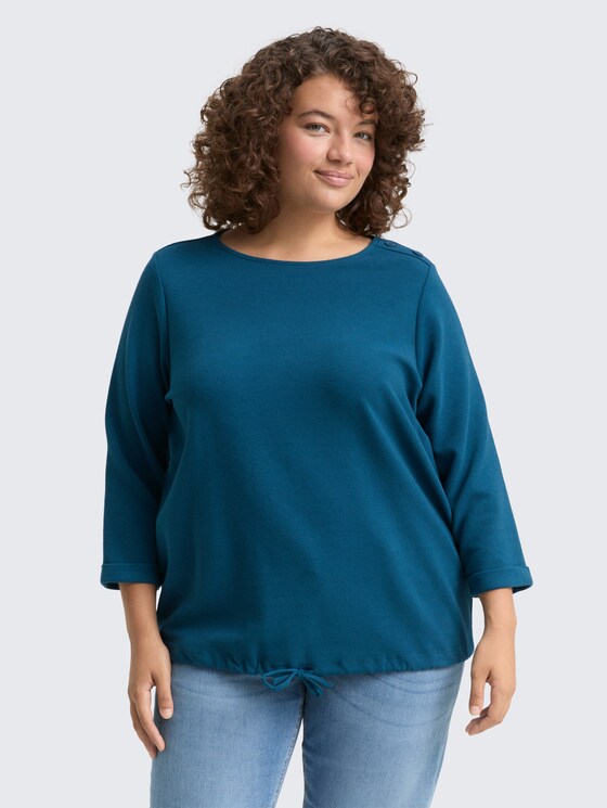 Plus Size - Langarmshirt mit Knopf-Details von Women Plus Size, Dark Petrol