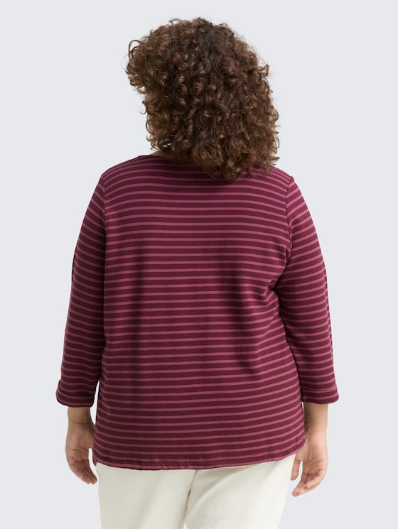 Plus Size - Langarmshirt mit Knopf-Details von Women Plus Size, oxblood red stripe