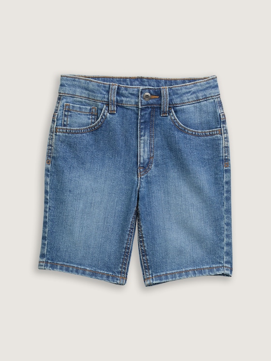 Basic Jeans Shorts von Mini Boys, mid stone bright blue denim