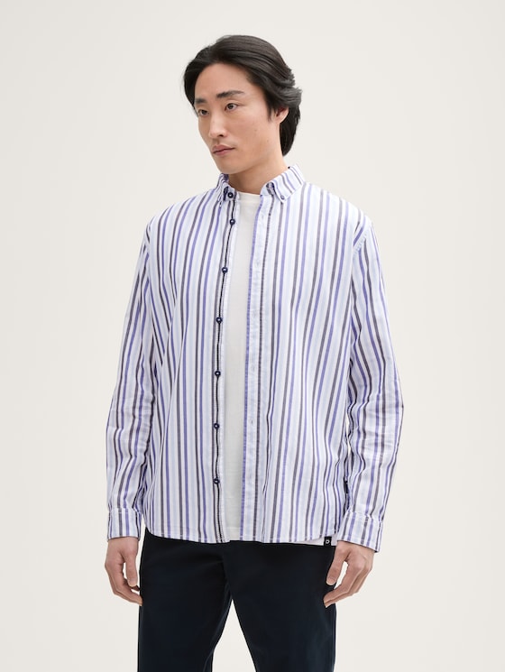 Chemise Regular Fit en coton par Men, blue structure stripes