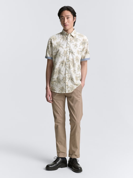 Regular fit shirt met korte mouwen en palmboomprint door Men, off white stripe palm design