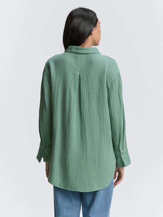 Oversize muslin shirt blouse by Women, Faded Green