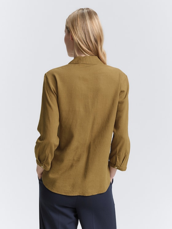 Hemdbluse mit Leinenanteil von Women, Nutria Olive