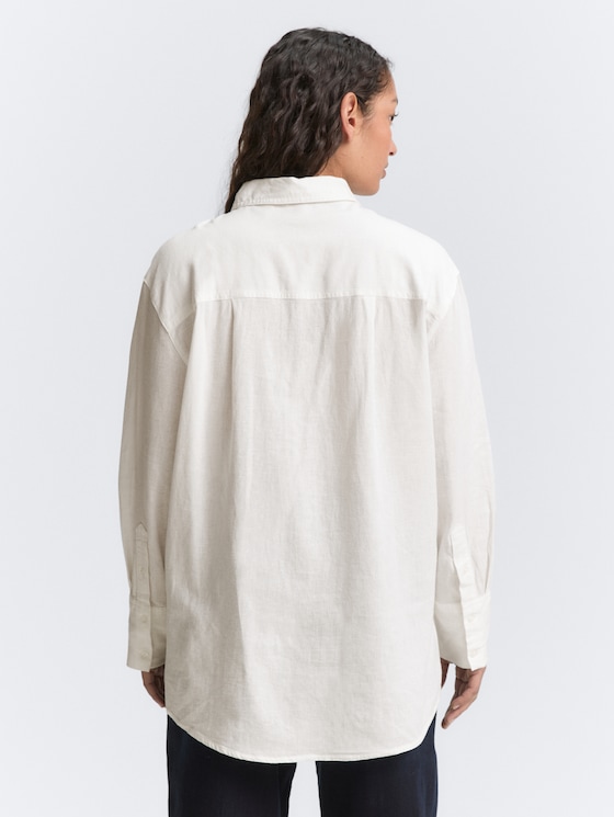 Oversize Bluse mit Leinenanteil von Women, Whisper White