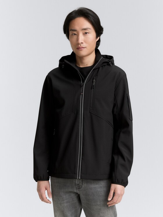 Softshell jas met capuchon door Men, Black
