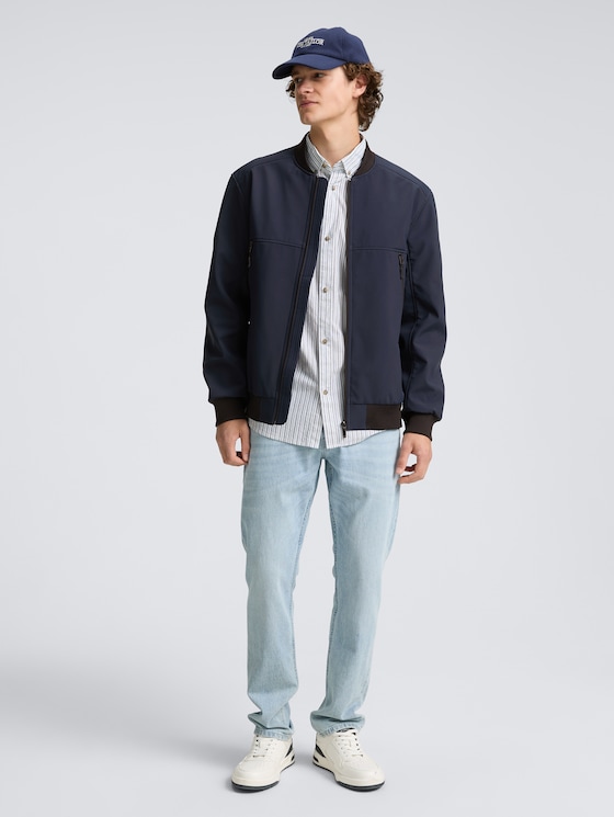 Bomber-style softshell jacket by Denim Male, sky captain blue