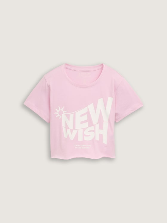 Cropped T-Shirt mit Print von Teen Girls, cold pink