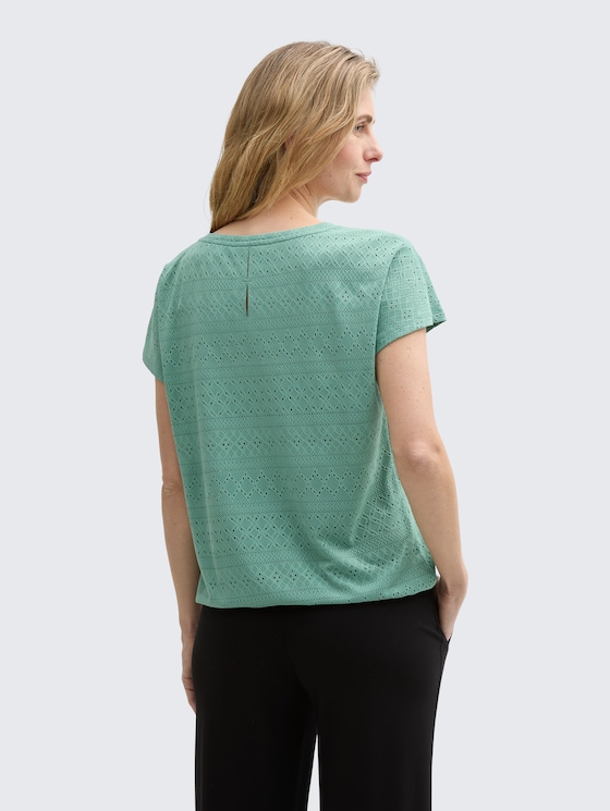 Loose fit ajour T-shirt by Women, Faded Green