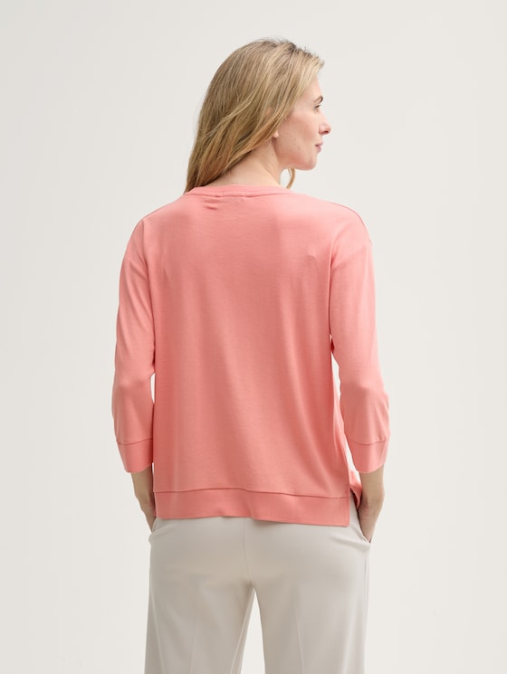 Long-sleeved shirt with round neckline by Women, rosewood pink