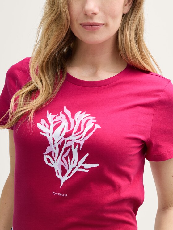 TOM TAILOR Damen T-Shirt Mit Detail – Aus Weicher Baumwolle, Regular Fit, Mit Schlitzen Am Saum