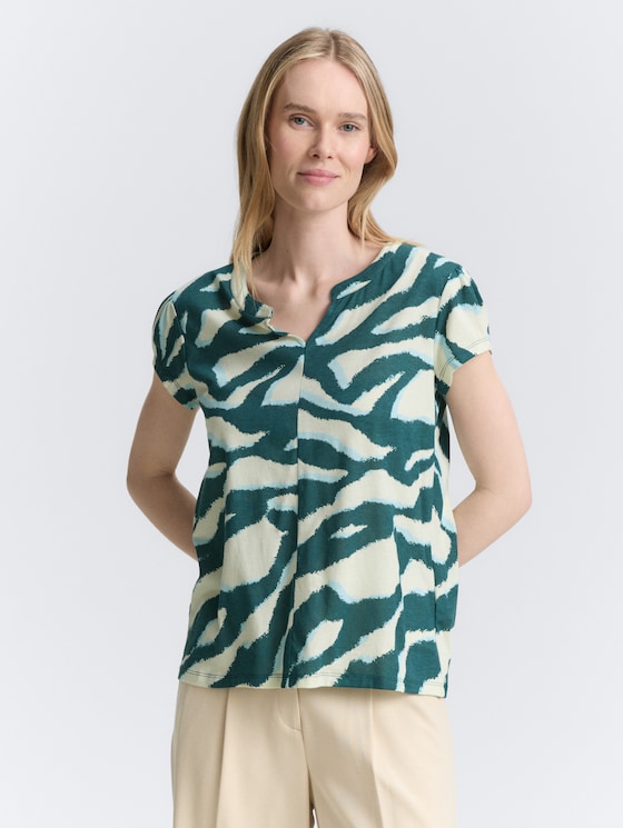 T-shirt met dessin door Women, abstract teal zebra print