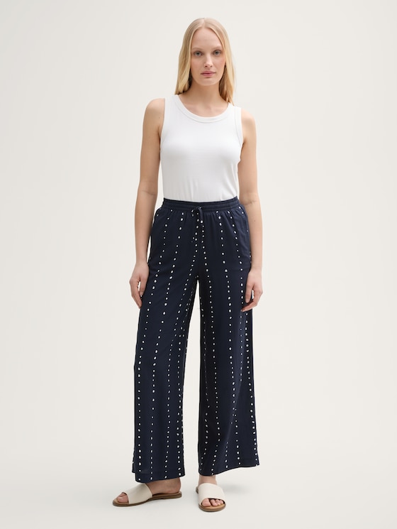 Loose Wide Leg Palazzo Hose von Women, navy dot print