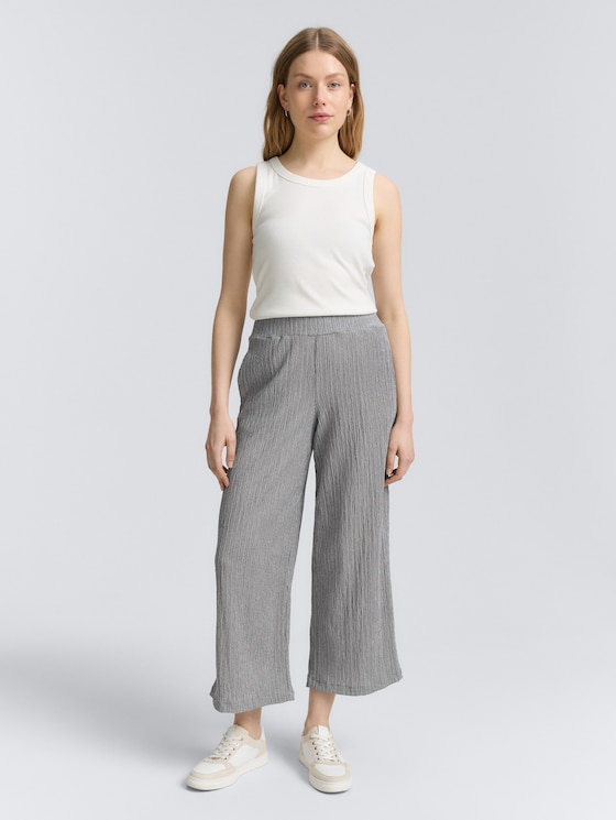 Gekreukte culotte broek door Women, deep black offwhite structure