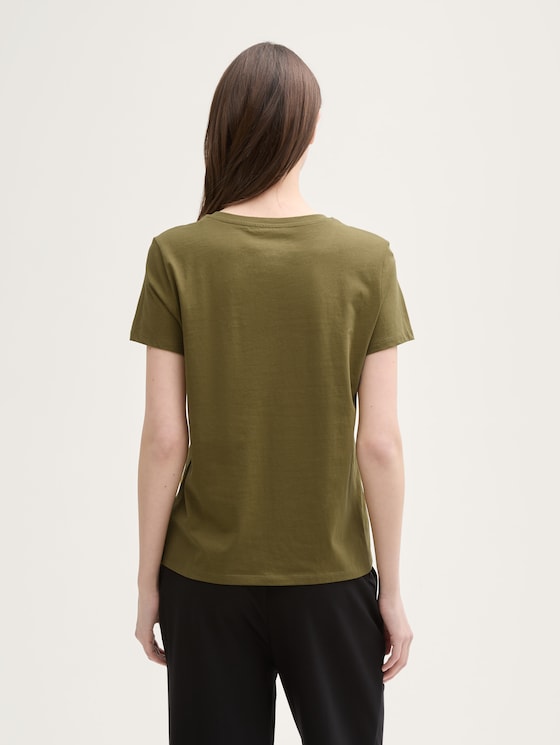 T-Shirt mit Blumen-Print von Denim Female, warm moss green