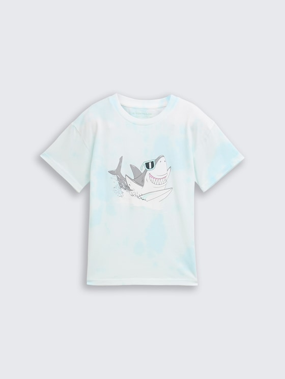 Oversized T-shirt met print door Mini Boys, light blue tie dye design