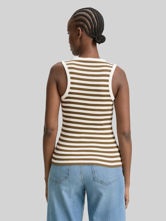 Tom Tailor Denim Basic Top – ärmellos, Mit Rippstruktur, Aus Baumwolle-Viskose, Für Freizeit & Urlaub