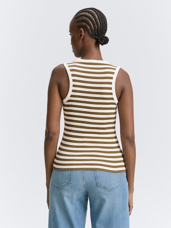 Racerback top met geribde structuur door Denim Female, olive white stripe
