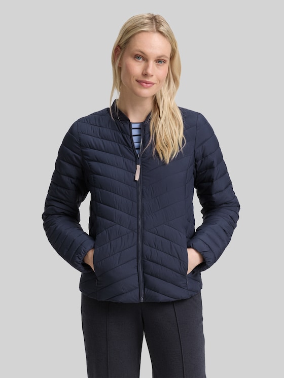 Quilted jacket with bomber collar in blue by Tom Tailor