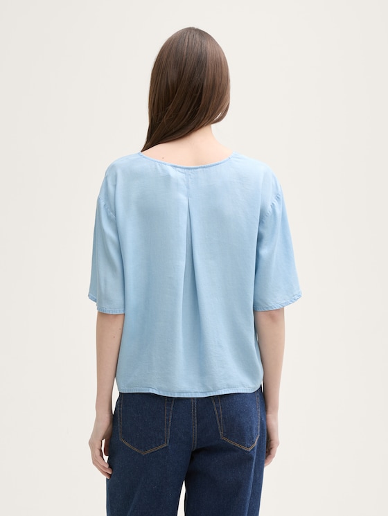 Loose-fit blouse by Denim Female, light stone bright blue denim