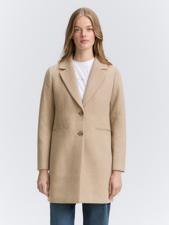 Slim Fit Wollmantel von Denim Female, natural beige melange