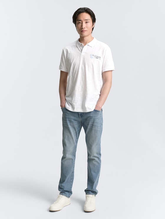 Polo en coton avec impression par Men, White