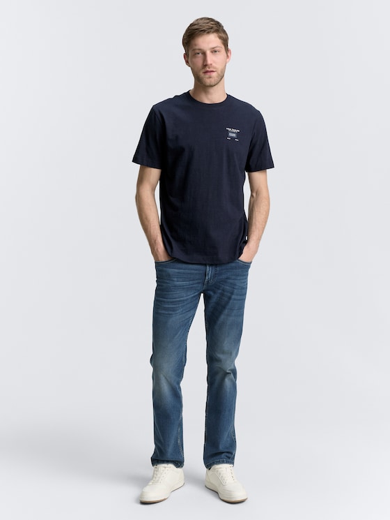 Basic T-Shirt in Melange-Optik von Men, sky captain blue