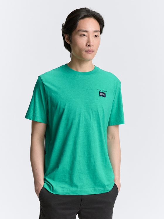 Basic T-Shirt in Melange-Optik von Men, Peacock Green