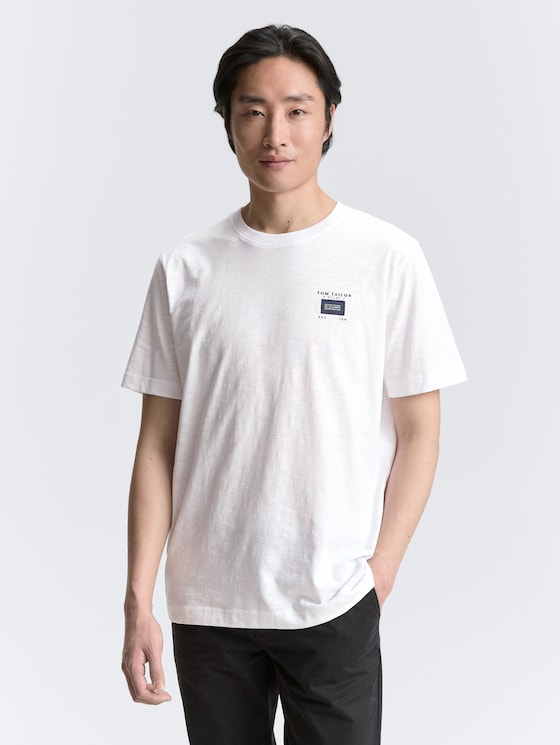 Basic T-Shirt in Melange-Optik von Men, White