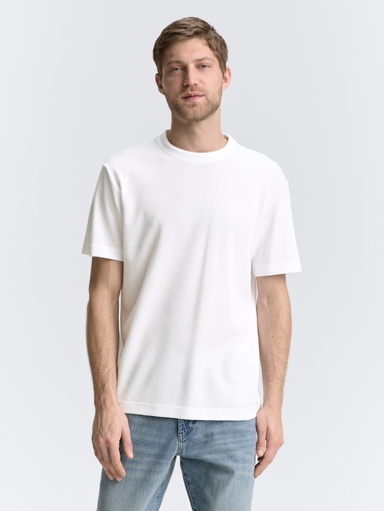Basis T-shirt met structuur door Men, White