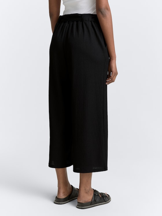 High Waist Culotte Hose mit Bindegürtel von Denim Female, deep black