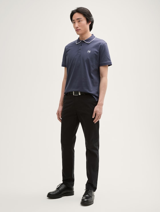 Piqué polo shirt with print by Men, Blueish Grey