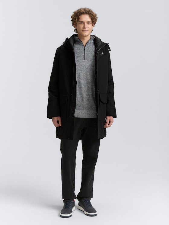 Parka with water-repellent function by Denim Male, Black